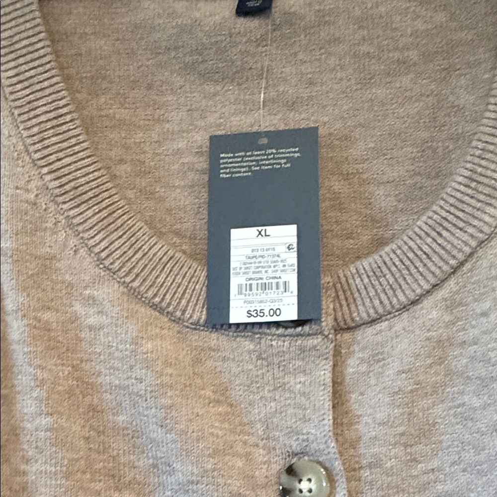 Universal Thread Neutral Taupe Button-Front Scoop Neck Cardigan - Picture 3 of 7